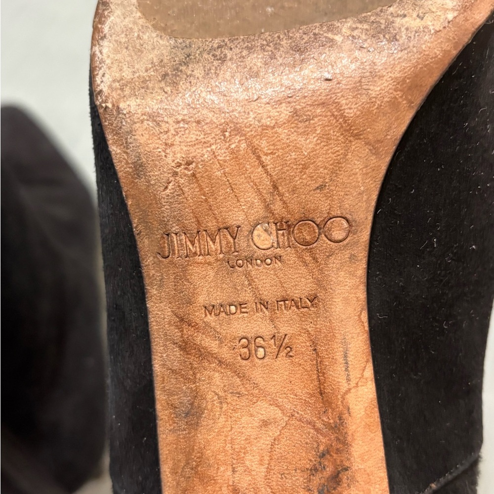 Jimmy Choo Black Suede Ankle Booties 36 1/2 Italy - Picture 6 of 10